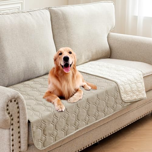 ZNSAYOTX Ultimate Cozy Blankets (30"x53") 100% Waterproof Sofa Mat Blanket for Dog Pets, Bed Couch Protector with Non-Slip Back Washable Durable, Pee Scratch Proof Easy to Clean (Khaki) - color: Khaki, size: 30x53 Inch
