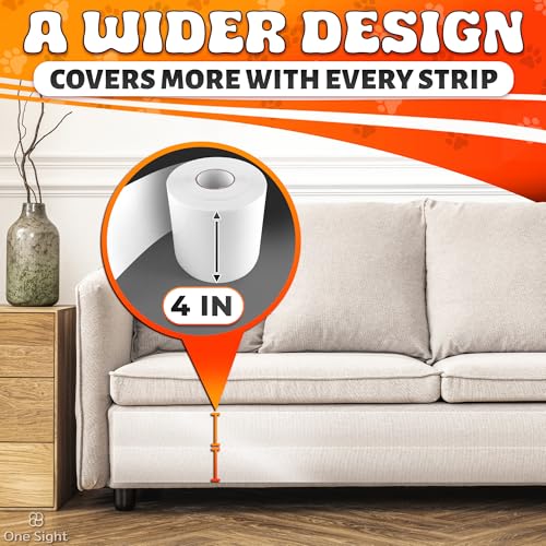 Double Sided Cat Tape for Furniture 4" X 30 Yards – PVC Couch, Carpet and Door Protection with Easy Peel Arrow Marker, Wide Clear Sticky Adhesive Cat Scratch Furniture Protector – Easy to Install