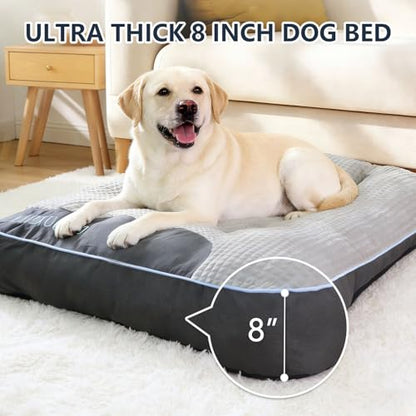 Extra Thick Orthopedic Big Dog Bed - Comfortable Flat Pet Bed for Large Dogs Up to 90 lbs, Reasonable Curves Pad with Non-Slip Bottom & Room to Move Freely (Grey, 39" L x 30" W x 8" Th) - size: L(39" L x 30" W x 8" Th)