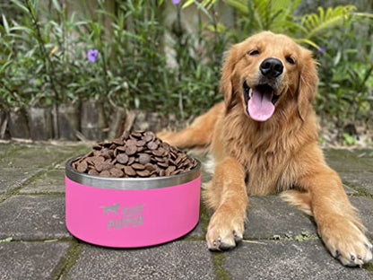 Tuff Pupper 100 oz Heavy Duty Insulated Stainless Steel Dog Bowl for Large Dogs, Non-Slip Base, Dishwasher Safe - color: Punch Pink, size: 100oz