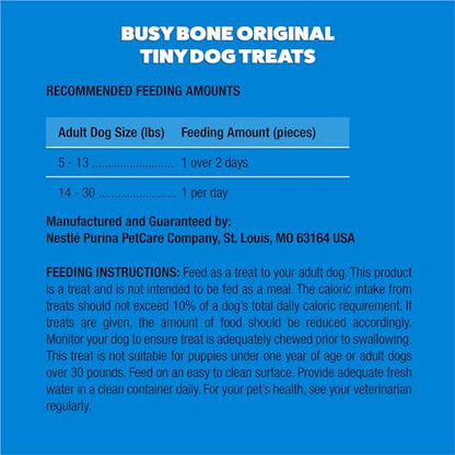 Purina Busy Bone Adult Toy Breed Dog Chew Bone Treats, Tiny - 30 ct. Pouch - size: 30 Count (Pack of 4)