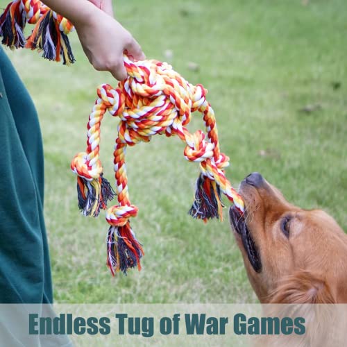 Meow&Woof Interactive Rope Toys for Aggressive Chewers - 1.7lbs Indestructible Ropes with 7 Knots for Large Dogs, Tug of War Teeth Cleaning Enrichment for Medium Breeds-Blue