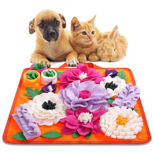 Snuffle Mat for Dogs,Dog Feeding Mat Sniff Mat Interactive Dog Puzzle Mat for Training and Stress Relief Encourages Natural Foraging Skills (Bright Orange) - color: bright orange