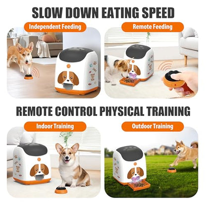 Dog Puzzle Feeder Toy – Remote Control Automatic Treat Dispenser with Light, Interactive IQ Training Slow Feeder, Large Capacity for All Dog Breeds - color: Orange