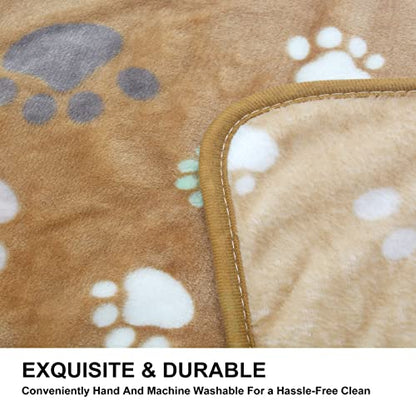 1 Pack 3 Puppy Blankets Super Soft Warm Sleep Mat Cute PAW Print Blanket Fleece Pet Blanket Flannel Throw Dog Blankets for Small Dogs Puppy Cats,Gray/White/Brown-Medium(29"x20") - color: Gray/Brown/White Paw(pack of 3), size: Medium(29"x20")
