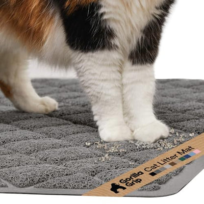 GORILLA GRIP Cat Litter Box Mat, Cushioned Coil Mesh Litter Trapping Mats, Scatter Control Supplies for Less Mess, Phthalate Free, Ultra Deep Catch Grooves, Rinse or Vacuum to Clean, 17x11 Gray - color: Grey, style: X-Small (17" x 11")