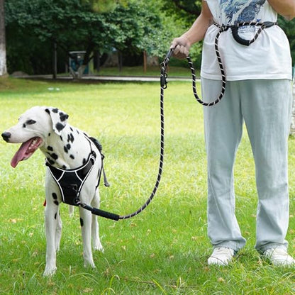 Cymiler Hands Free Dog Leash, 8 Ft Reflective Cross-Body Pet Rope Leashes with Sponge Handle, Heavy Duty Nylon, for Running, Hiking, Training, Waist Leash for Small Medium Large Dogs (Black) - color: Black