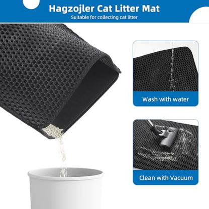 Cat Litter Mat for Indoor Cats Eva Double-Layer Litter Box Mat Washable for Easy Cleaning Cat Rug Collects Litter and Prevents Liquid Leakage (Gray, 23.6×15.7inch) - color: Gray-23.6×15.7inch