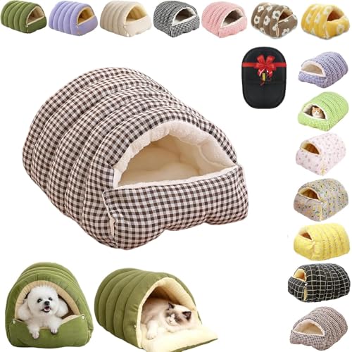 Removable and Washable Winter Closed-Off Cat Bed, Cutypet Winter Cave, Warm Foldable Secure Pet Nest for Indoor Cats & Small Dogs, Comfor Plush Snuggle Hut for Kitty, Puppy, Pets (Linen-Black,L) - color: Linen-Black, size: L