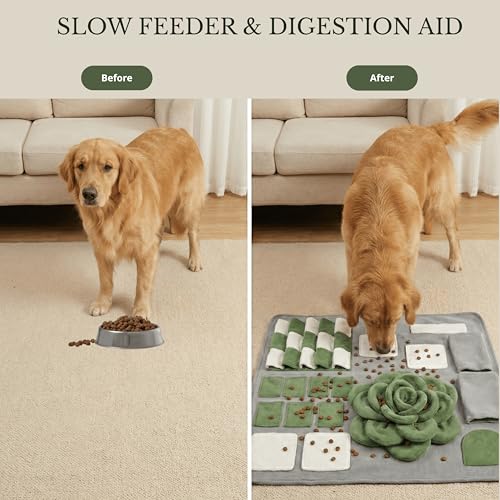 Snuffle Mat for Dogs – Interactive Feeding Mat for Slow Eating, 23.6 in x 23.6 in, Mental Stimulation & Boredom Relief (Sage Green) - color: Sage Green