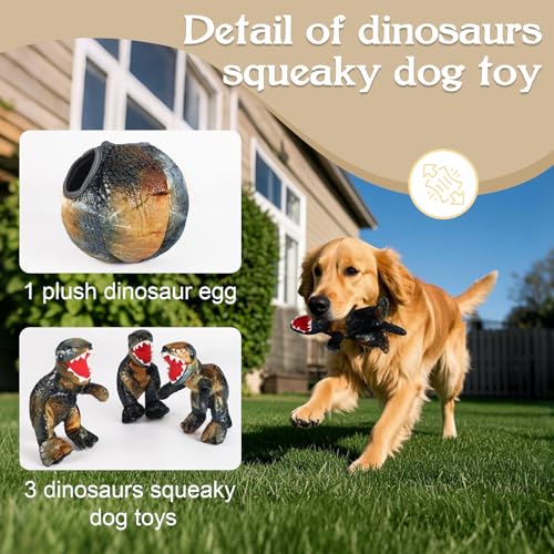 Squeaky Dog Toys, Dinosaur Puppy Toys, Plush Interactive Dog Toys for Small Medium Dogs, Enrichment Hide and Seek Dog Toy - style: Dinosaur