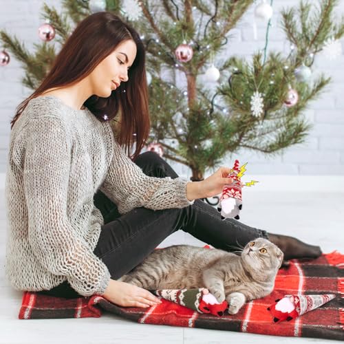 Retro Shaw Christmas Cat Toys, Xmas Catnip Toys for Indoor Kitten Kitty, Safe Kitten Teeth Cleaning Toy, Interactive Cat Chew Kitty Kicker Toy Santa Claus - size: 6.3 Inches