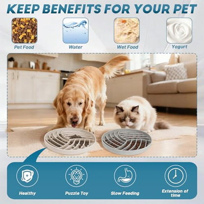 Silicone Slow Feeder Bowls for Dogs and Cats - Wet Food, Suction Cups, Interactive, Reduces Boredom, Anxiety, Anti-Choking, Non-Slip Design (Gray & Beige) - color: Gray & Beige