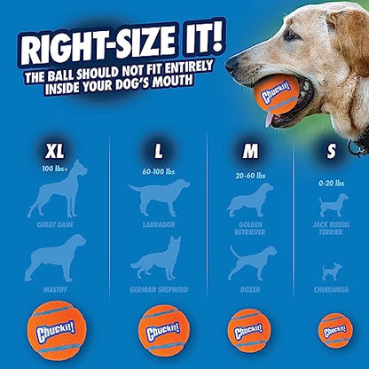 Chuckit! Dog Tennis Ball Dog Toy, Large (3 Inch Diameter) for dogs 60-100lbs, Pack of 1 - size: Large - Pack of 1