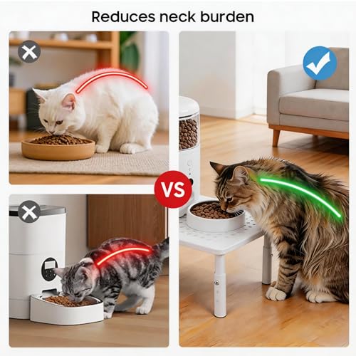 ‌WSOWX Adjustable Automatic Cat Feeder Stand - Non-Slip Elevated Holder for Cats/Puppies, Fits Most Automatic Feeders & Water Dispensers, White(Holder ONLY) - color: White