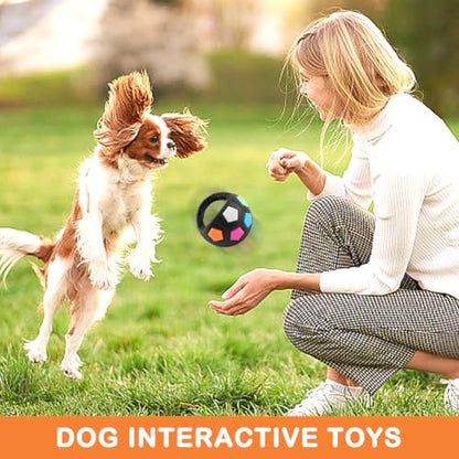Dog Calming Ball with Handle Pet Dog Football Shape Toy Squeaky Floating Rubber Ball Floating Fetch Balls for Anxiety Relief in Small Medium Large Dogs(Color:Black) - color: Black