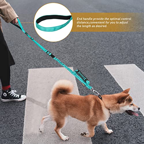 AUBELL Tactical Dog Leash Heavy Duty,4-6ft Reflective Strong No Pull Bungee Leash for Medium Large Dogs with Comfortable Padded Double Handle,Car Seat Belt,360 Degree Rotating Carabiner,Teal - color: M/L-Teal(4-6FT)