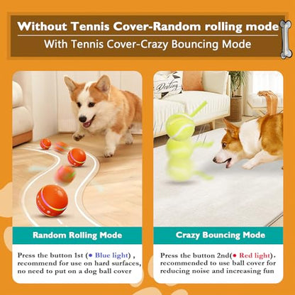 PetDroid Interactive Dog Toys Dog Ball, [Newly Upgraded] Durable Motion Activated Automatic Rolling Ball Toys for/Small/Medium/Large Dogs,USB Rechargeable(Orange) - color: Orange