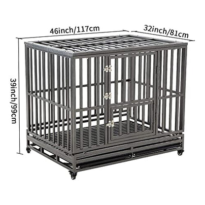 LUCKUP Heavy Duty Dog Cage Metal Kennel and Crate for Medium and Large Dogs, Pet Playpen with Four Wheels,Easy to Install,46 inch,Black … … - size: 46 inches