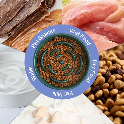 8.25'' Ceramic Slow Feeder Dog Bowls - Petal Shape Modern Dog Food Dish for Medium and Large Breeds, Puzzle Maze Bowl to Slow Down Eating, Anti-Gulping, Dishwasher & Microwave Safe, Green - color: Green, size: 8.25 inch