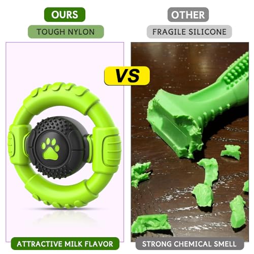 Dog Toys for Aggressive Chewers Large Medium Small Breed, Indestructible Durable Tough Dog Chew Toys to Keep Them Busy, Nylon Rubber Interactive Dog Toys - color: Grass Green
