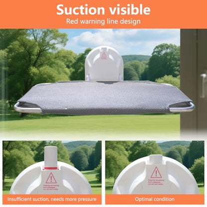 Cat Window Perch for Small Window,Cordless Cat Window Hammock,Cats Seat for Windowsill,Foldable Cat's Windows Bed for Large Cats with Suction Visualization Pwerful Suction Cups