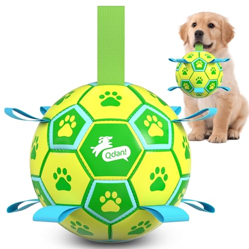 QDAN Dog Toys Soccer Ball, Dog Tug Toy, Water Toy, Durable Balls for Small Medium Dogs-Green Yellow(6 inch) - color: Yellow Green, size: 6 Inch