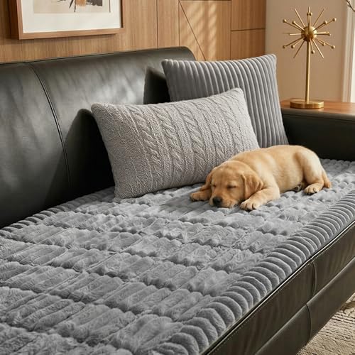 Fixwal Waterproof Dog Couch Cover, Washable Non-Slip Pet Couch Covers for Sofa, Leak-Proof Sofa Protector for Dogs, Pet Friendly Thick Soft Fuzzy Furniture Cover (Light Grey, 27.6" x 70.9") - color: Grey, size: 27.6" x 70.9"