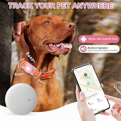 Smart Pet Tracker for Collar - Dog Trackers Pet Location Tracker with Holder, No Monthly Fee, Anti-Lost Tracking Device for Pets, Luggage, Bag Straps, Compatible with Google Android Only(Not for iOS) - color: Pink