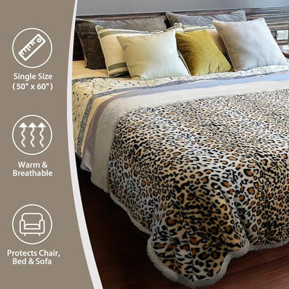 Catalonia Cheetah Sherpa Fleece Throw Blanket, Soft Mink Plush Couch Blanket, Fuzzy TV Bed Blanket, Fluffy Comfy Warm Heavy Throws, Comfort Caring Gift, 50x60 inches - color: Cheetah, size: 50"x60"