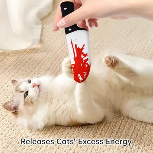 ZooZoo 8PCS Halloween Cat Catnip Toys, Assorted Shapes Plush Set with Crinkle Paper, Durable Bite-Resistant Fabric, Funny Catnip Cat Chew Toys, Interactive Play for Battling, Biting, Chasing (Knives)