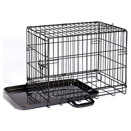 Prevue Pet Products Home On-The-Go Single Door Dog Crate - Extra Small Collapsible Dog Cage for Travel, Indoor, and Outdoor Use, Foldable Kennel Design, Deep Plastic Pan - XS, Black