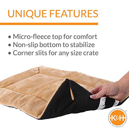 K&H Pet Products Self-Warming Crate Pad, Warming Dog Crate Bed, Machine Washable Dog Crate Mat, Tan Small 20 X 25 Inches - color: Tan, size: Small (20 in x 25 in)