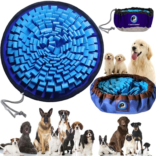 Awesome Deluxe Blue Snuffle Mat; Beautiful Custom Yin-Yang Symbol Snuffle Mat for Dogs, Sniff Mat for Dog. Corrects Too-Fast Eating Habits. Perfect for Bored or Anxious Dogs
