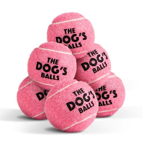 The Little Dog’s Balls Dog Tennis Balls for Small Dogs & Puppies, Pink, 6-Pack - Non-Abrasive Felt Fetch Balls, Tough Rubber Core, Float in Water - color: Pink, size: 6 Small Tennis Balls