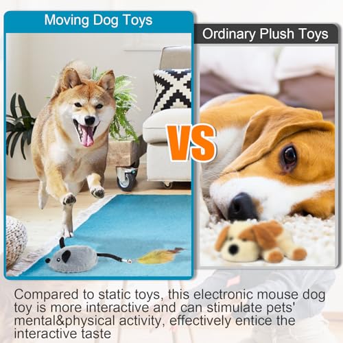 Interactive Dog Toys with Phone App, 2 Modes Remote Control Dog Toy, Dog Mouse Toy with Realistic Sound & Replacement Tails, Automatic Dog Toy for Small Medium Large Dogs, Squeaky Dog Toys Gray - color: Gray App Control