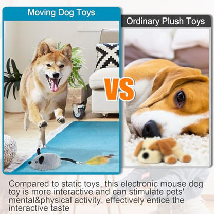 Interactive Dog Toys with Phone App, 2 Modes Remote Control Dog Toy, Dog Mouse Toy with Realistic Sound & Replacement Tails, Automatic Dog Toy for Small Medium Large Dogs, Squeaky Dog Toys Gray - color: Gray App Control