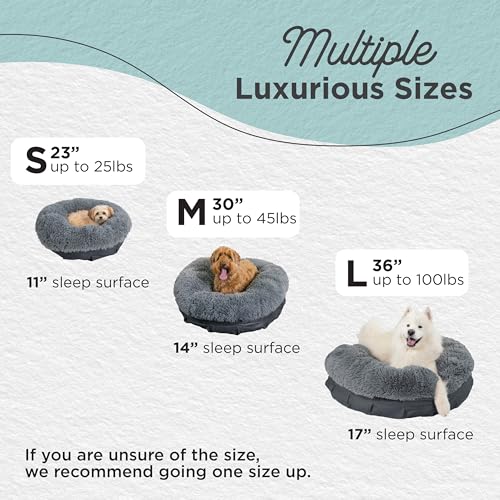 Best Friends by Sheri Ultra Calming Pouf Bed, Orthopedic Round Dog Bed for Joint Support, Faux Fur, Washable Cover, Gray, Small, 23"x23" - color: Gray, style: Small