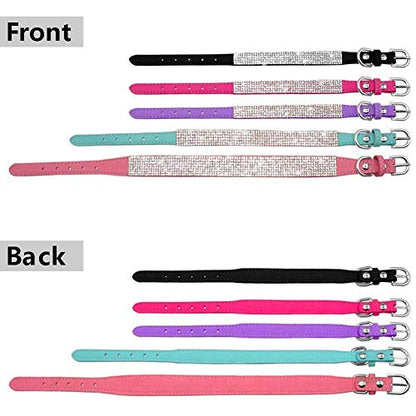 Rhinestone Dog Collar, Cute Dazzling Sparkling Soft Suede Leather Adjustable Pet Dog Cat Collar Crystal Diamond for Puppy Small Medium Large Dogs (M:33-39 cm, Pink) - color: Pink, size: M:33 - 39 cm