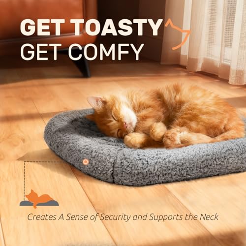 Mora Pets Self Warming Cat Bed Self Heating Pet Pad with Bolster and Foam Washable Removable Cover Non Slip Thermal Sherpa Fabric Pet Mat Grey 23 Inch - size: 23"L x 21"W x 3"Th
