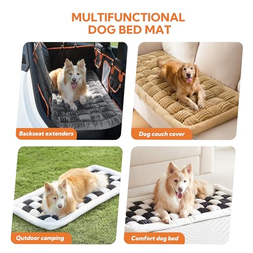 Dog Bed for Car Back Seat Soft Plush Backseat Pet Bed Mat Non-Slip Travel Pet Mat, Fuzzy Plaid Dog Seat Cover, Fit for Backseat Extenders and Trucks SUVs (Light Brown, 54" x 24.8") - color: Light Brown