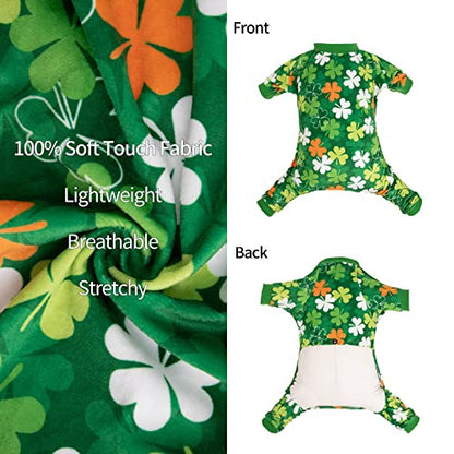 CuteBone Clover St.Patrick's Day Small Dog Pajamas Soft Puppy Pjs Fleece Stretchy Onesie Cat Clothes for Daily Wear P275S - color: Clover, size: Small