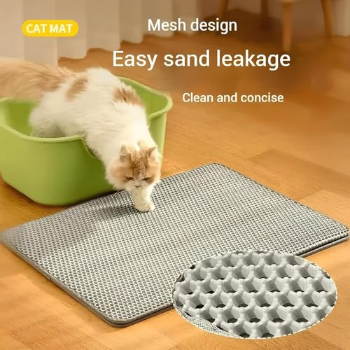 Double-Layer Cat Litter Mat, Extra Large Anti-Tracking Trapping Mat,Waterproof Non-Slip for Single/Multi-Cat Households - Keep Floors Clean(17.72x23.62Inch)