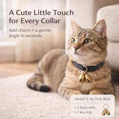 kcrygogo Copper Bell for Small Pet Collar Bell for Cats and Medium Small Dog & Cat Collar Bells Loud Brass Pet Safety Bells Anti-theft Bell，Fits All Size Collars(4pcs)