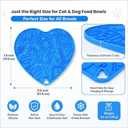 Cat & Dog Slow Feeder Puzzle Toy — Interactive Cat Puzzle Feeder Bowl, Dog Puzzle Feeder, Dog Lick Mat, Mental Stimulation Toy for Indoor Cats & Dogs, Anti-Gulp, Fun & Durable Heart Shape(Blue) - color: Blue