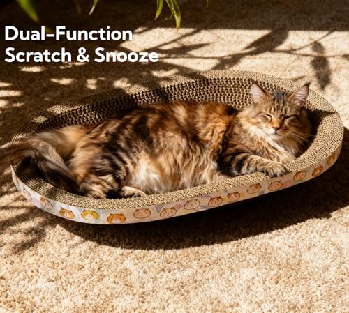 3 Pack Large Cat Scratcher Cardboard, Oval Cat Scratcher Bed Cat Scratch Pad Board Lounge Couch for Indoor Cats Bowl Shaped Cat Scratching Post Nest for Cats Grinding Claw Furniture Protector - size: XXL(23"x16"x3")