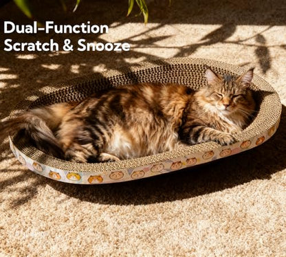 3 Pack Large Cat Scratcher Cardboard, Oval Cat Scratcher Bed Cat Scratch Pad Board Lounge Couch for Indoor Cats Bowl Shaped Cat Scratching Post Nest for Cats Grinding Claw Furniture Protector - size: XXL(23"x16"x3")