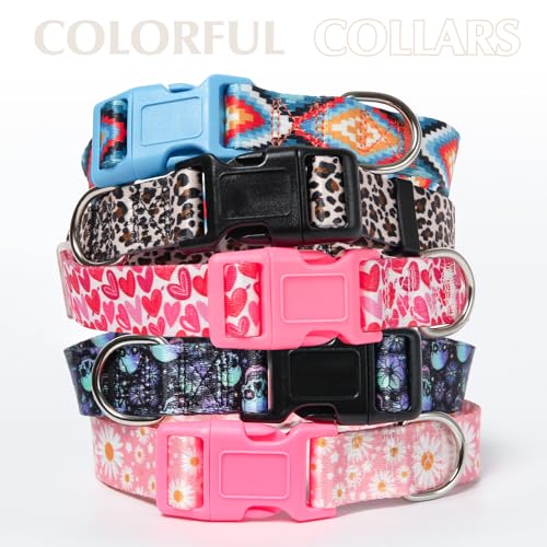 Adjustable Dog Collar with Safety Buckle Quick Release - Soft Nylon Pet Collars for Small, Medium, Large Puppies Dogs Collar Girls - color: 16, size: M (Neck 12"-15")