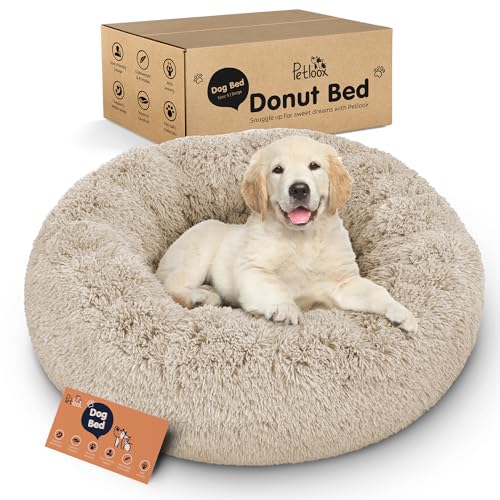 Donut Dog Bed - Premium Comfort for Anxiety Relief - Fluffy & Calming Design with Ultra-Plush Support | Cozy Round Dog Bed with Super Soft Circle Style (Beige, Small) - color: Beige, size: Small (23"L x 23"W x 8"Th)
