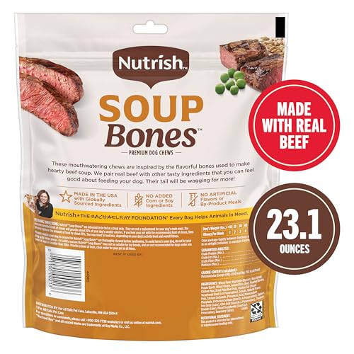 Nutrish Soup Bones Premium Dog Chews with Real Beef and Barley, 11 Chews, Packaging May Vary (Rachael Ray) (Pack of 2) - size: 23.04 Ounce (Pack of 2)